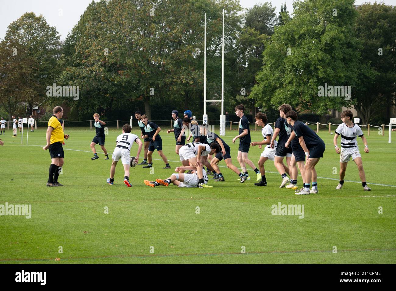 Matchs de rugby à Rugby School, Warwickshire, Angleterre, Royaume-Uni Banque D'Images