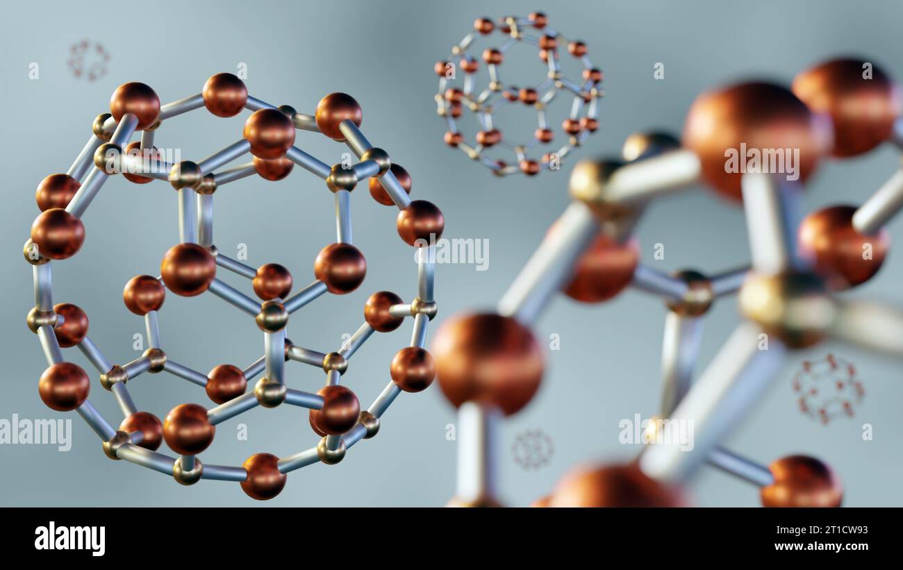 Gros plan nitrure de bore ou nanocage B24N24 en tant que systèmes d'administration de médicaments rendu 3D. Banque D'Images