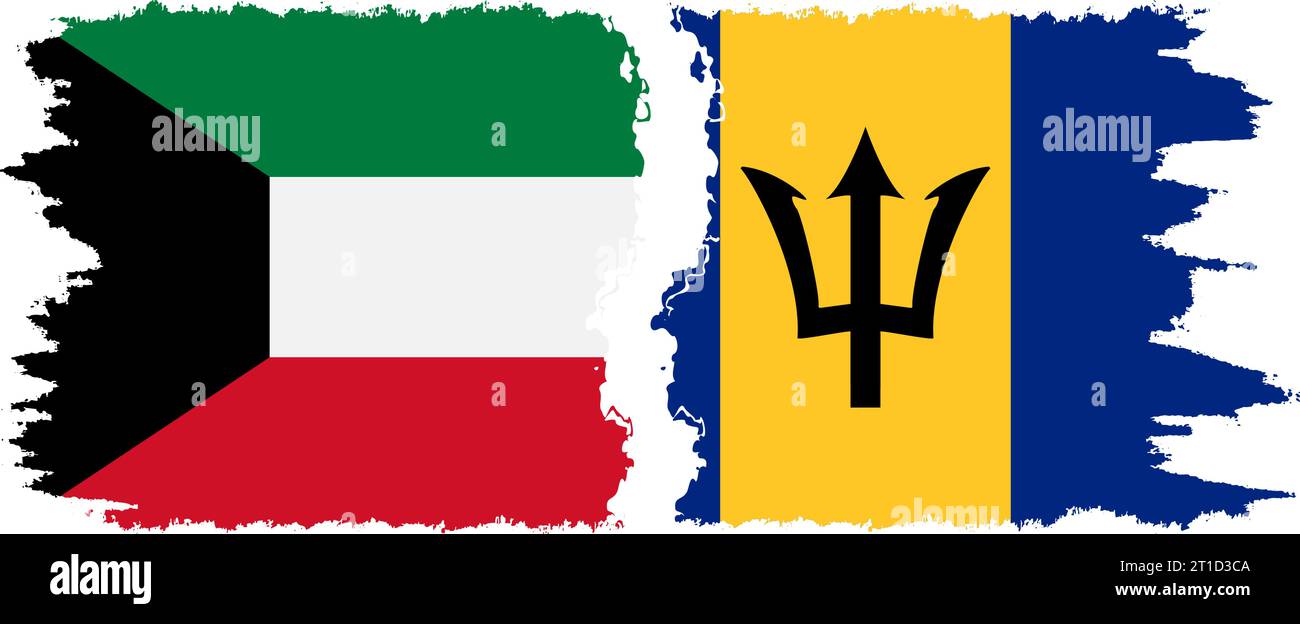 Barbade et Koweït grunge drapeaux connexion, vecteur Illustration de Vecteur