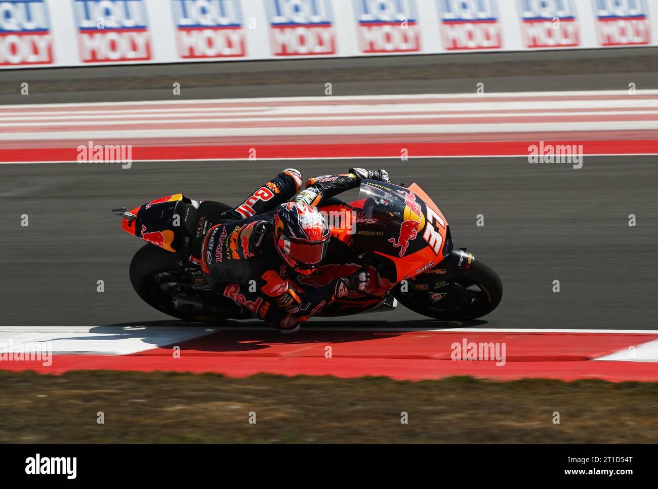 LOMBOK INDONÉSIE, 13 octobre, 2023.Pertamina Grand Prix d'Indonésie, Mandalika International circuit. Pedro Acosta d'Espagne, Red Bull KTM AJO lors des essais libres 2 au MotoGP indonésien. Crédit : Karl Phillipson/Alamy Live News Banque D'Images
