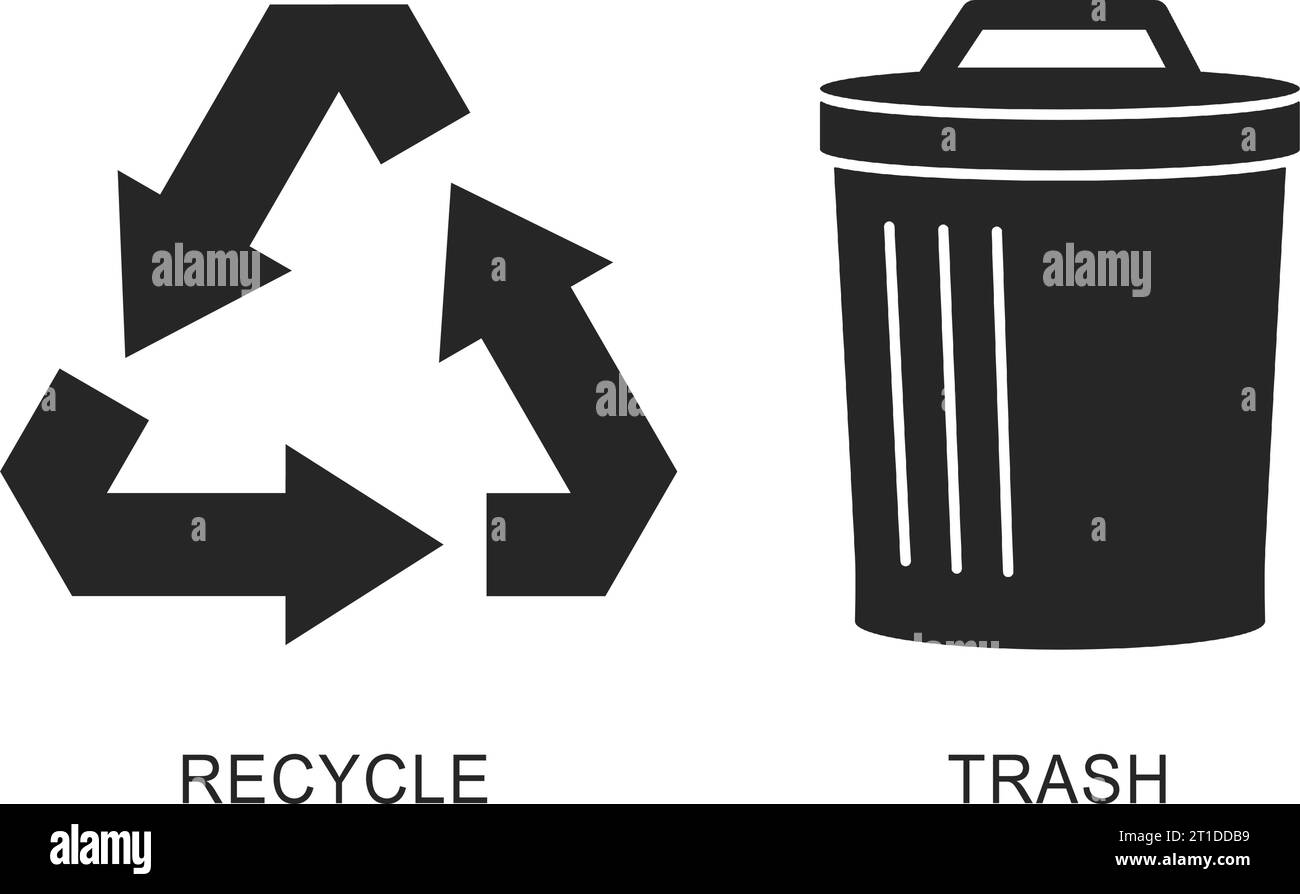 Symboles de recyclage pour les étiquettes de poubelle ou de poubelle dans le vecteur Illustration de Vecteur