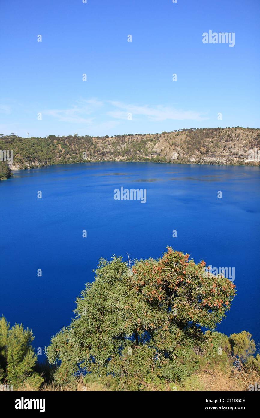 Vue sur le lac bleu - célèbre attraction touristique du mont Gambier, Australie du Sud Banque D'Images