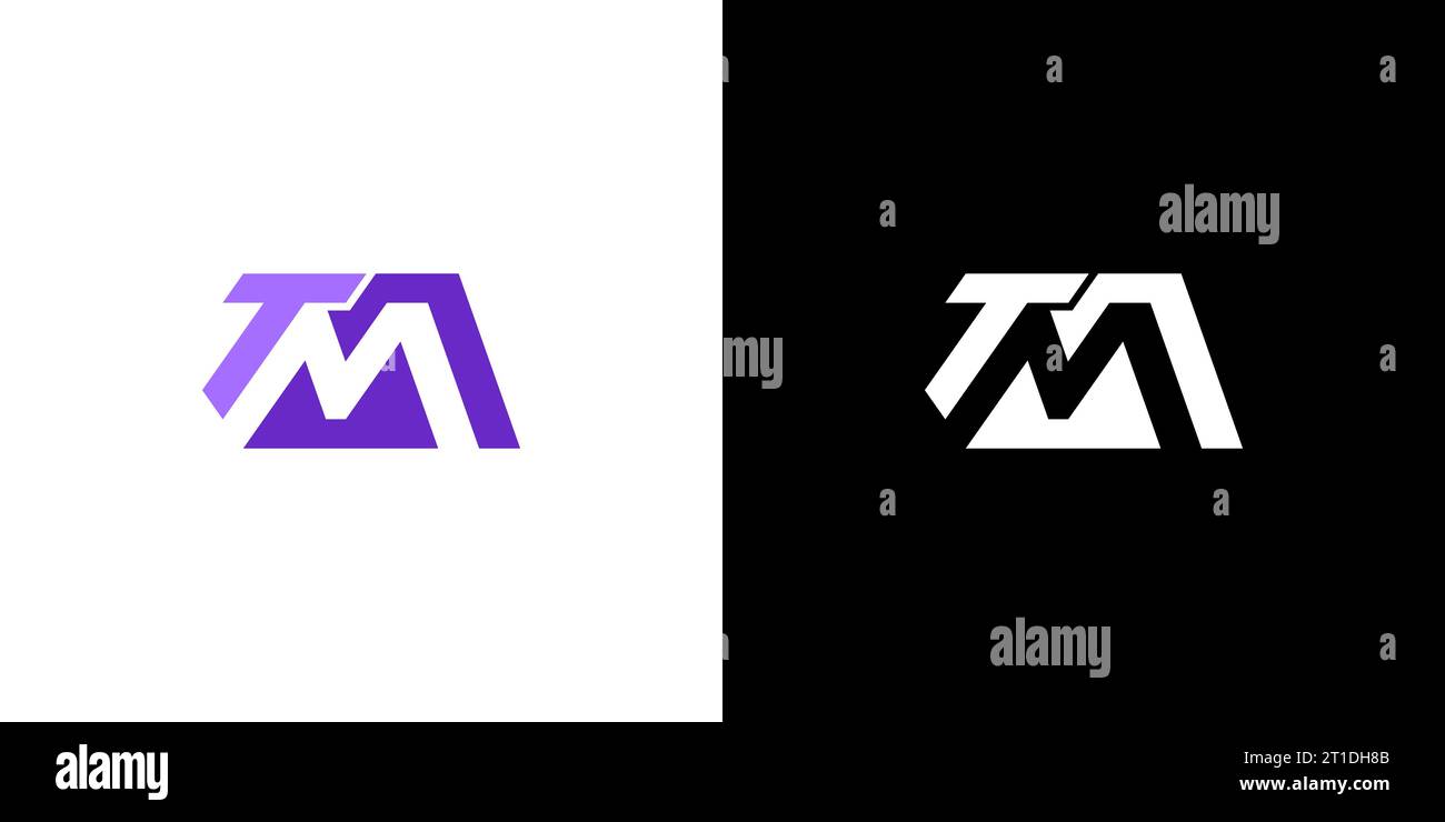Logo TM, monogramme TM, logo TM initial, logo lettre TM avec espace négatif, icône, vecteur Illustration de Vecteur