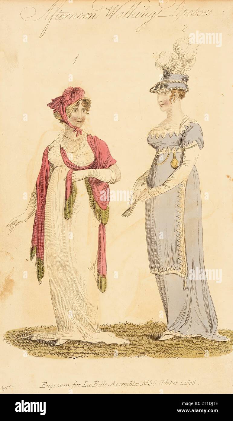 Assiette de mode (robes de marche de l'après-midi), 1808. Banque D'Images