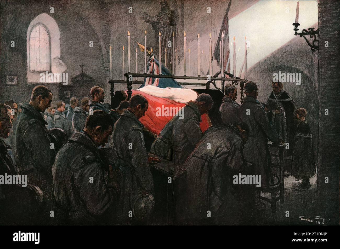 'L'Office pour les morts au champ d'honneur', 1916. Extrait de "l'Album de la Guerre 1914-1919, Volume 1" [l'Illustration, Paris, 1924]. Banque D'Images