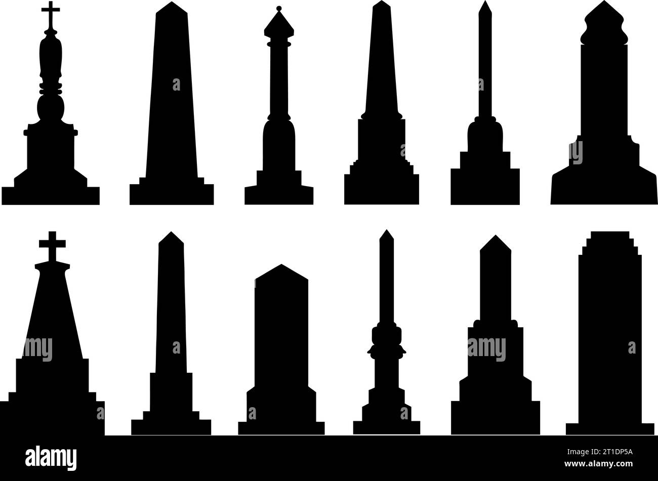 Collection de différents obélisques isolés sur blanc Illustration de Vecteur