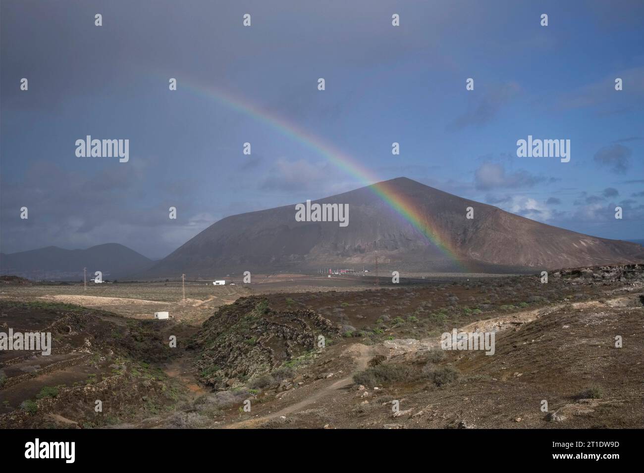 Îles Canaries, Lanzarote : Paysage entre le village de Teseguite et la côte Banque D'Images