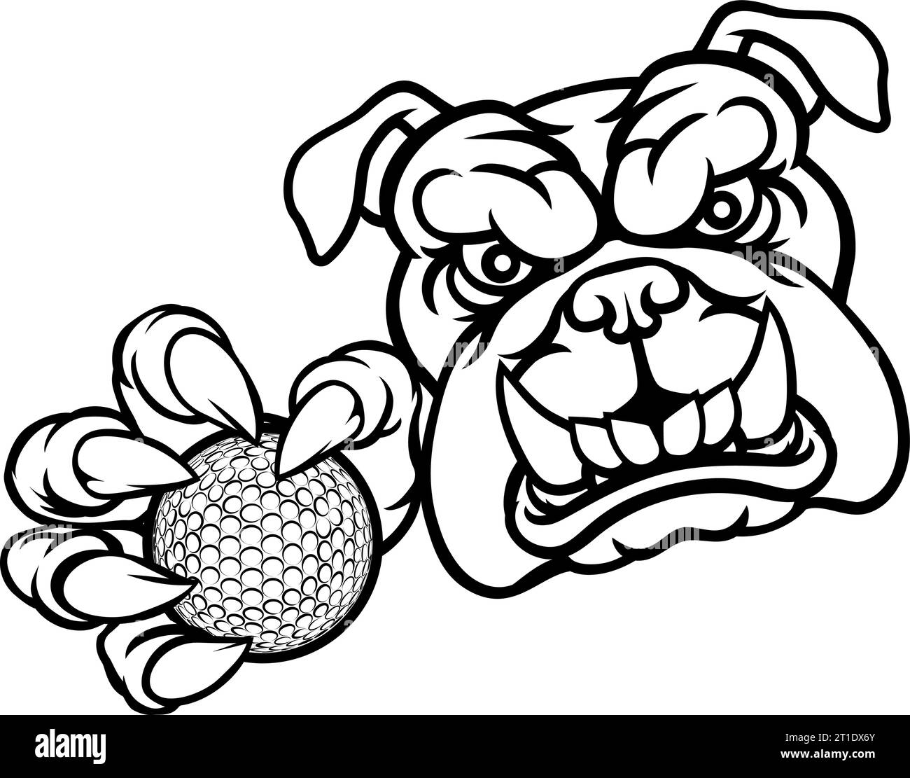Mascotte de sport Bulldog Dog Animal Golf ball Illustration de Vecteur