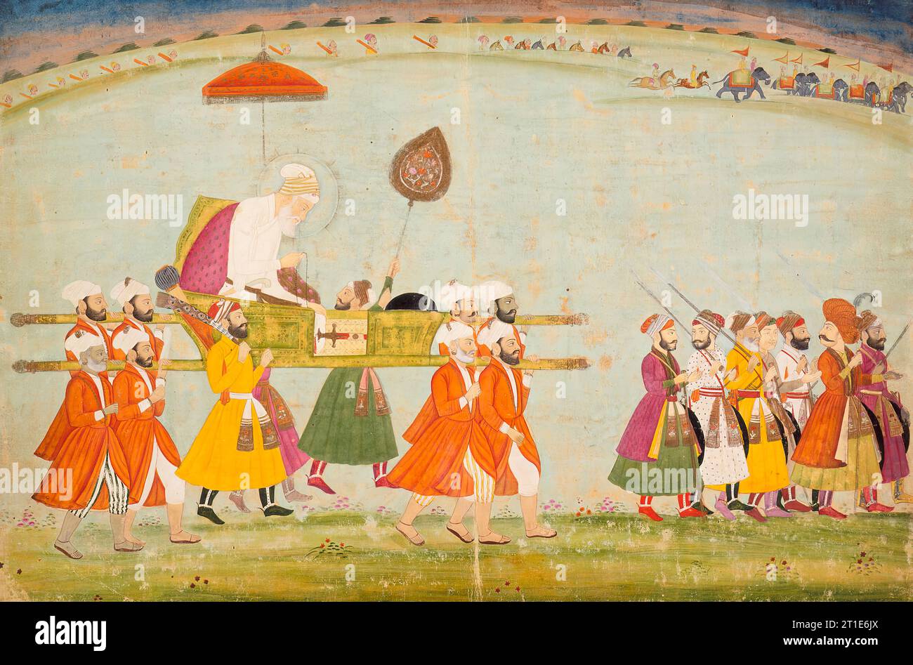 L'empereur Aurangzeb portait un Palanquin, c1775. Banque D'Images