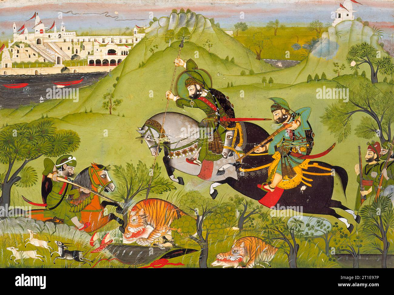 Maharana Ari Singh d'Udaipur (r. 1761-73) et son Entourage à la chasse, c1770. Banque D'Images