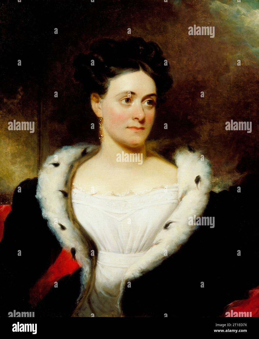 Portrait de Mme James W. Wallack, c1828.en 1817, James William Wallack, acteur et producteur de théâtre, épouse l'actrice Susan Johnstone, fille de John Henry Johnstone (connu sous le nom d'Irlandais Johnstone, chanteur, comédien et membre du cercle du Prince de Galles). Elle a apprécié des rôles comiques réussis en utilisant son nom de jeune fille. En 1818 et fréquemment par la suite, elle est venue à New York avec son mari. Mme Wallack est décédée en 1851. Banque D'Images