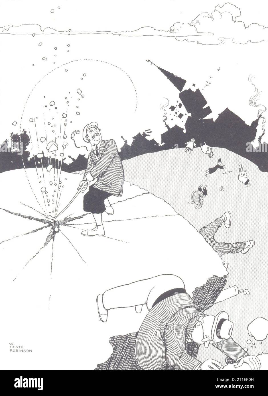 DESSIN ANIMÉ DE GOLF HEATH ROBINSON. Trop de vim 1975 vieille photo d'impression vintage Banque D'Images