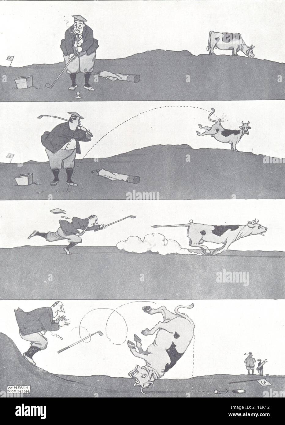 DESSIN ANIMÉ DE GOLF HEATH ROBINSON. Le record 1975 vieille photo d'impression vintage Banque D'Images