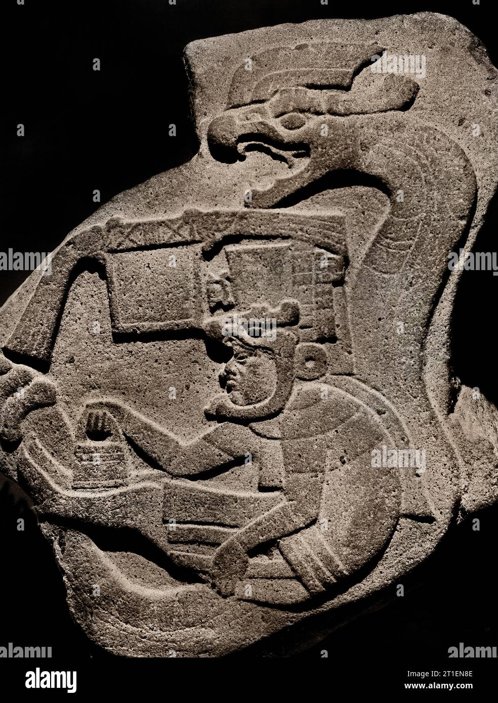 Civilisation olmèque - prêtre olmèque avec jaguar National Anthropological Museum Mexico Banque D'Images