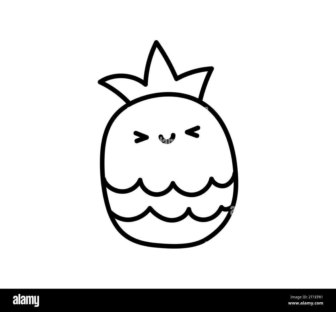 Ligne dessinée à la main ananas fruit contour icône illustration de vecteur doodle, convient pour le livre de coloriage, logo, illustration, autocollant, couverture. Illustration de Vecteur