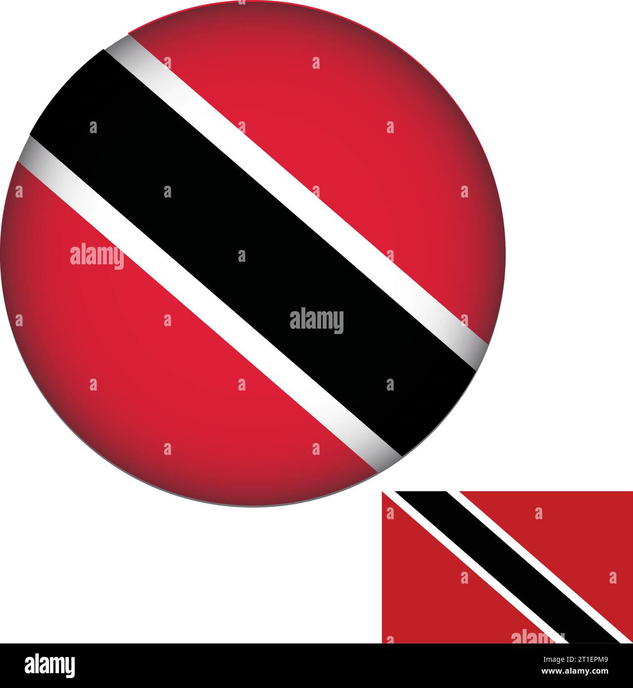 Forme ronde du drapeau de Trinité-et-Tobago Illustration de Vecteur