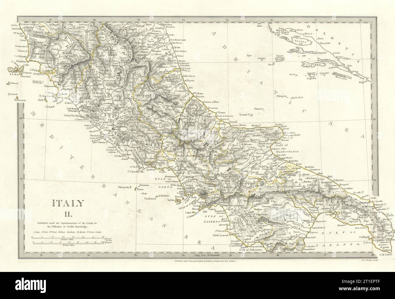 ITALIE SUD.Naples Stato Pontifico Toscana.Original Hand color.SDUK 1844 carte Banque D'Images