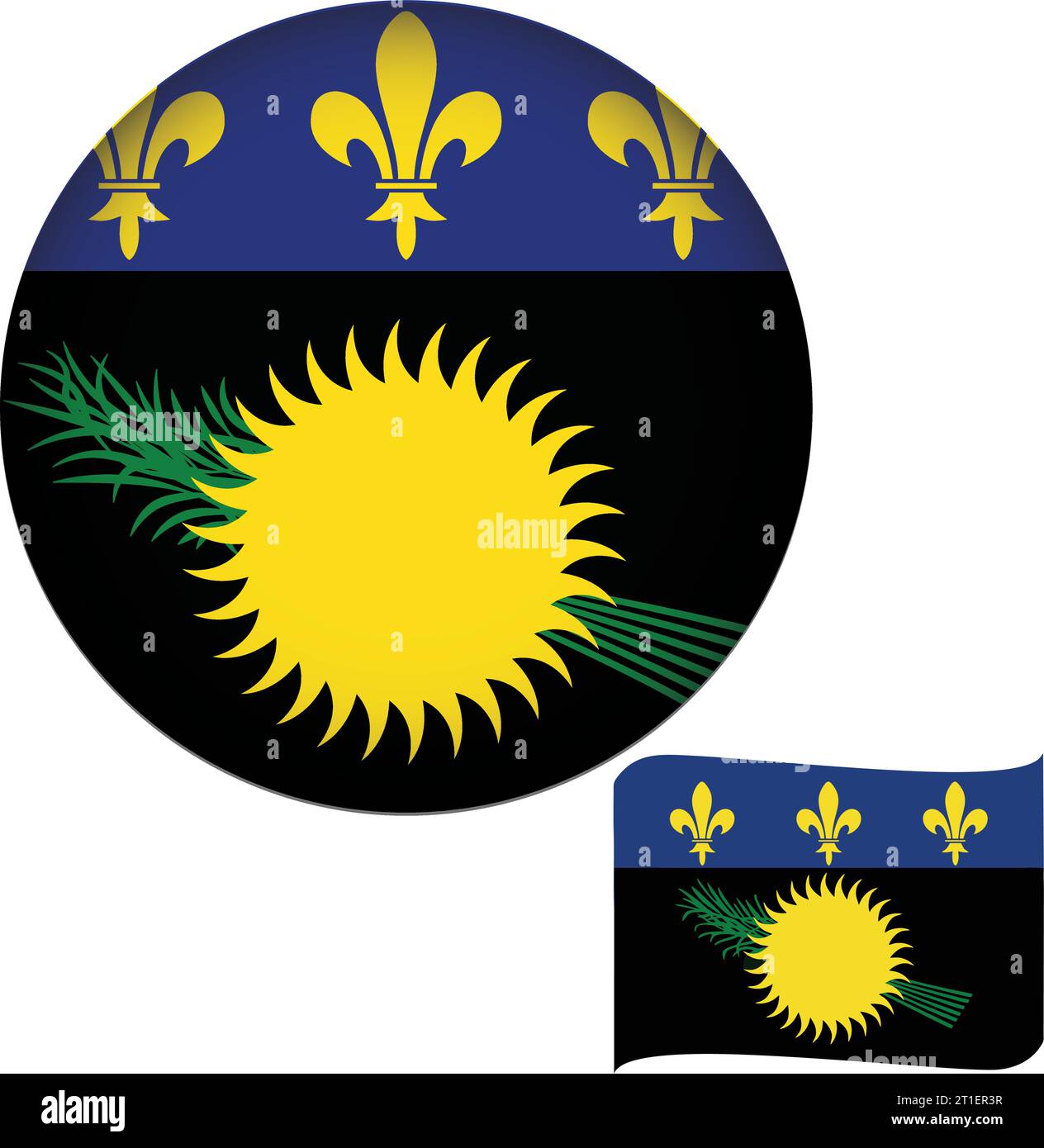 Guadeloupe drapeau rond Illustration de Vecteur