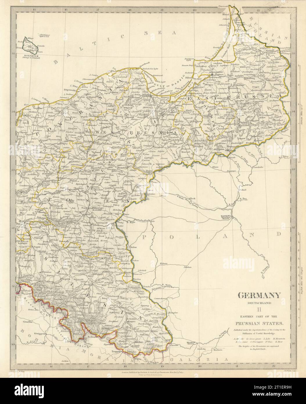 ALLEMAGNE DEUTSCHLAND.Eastern Prussian States.Silesia;Pomerania.SDUK 1844 map Banque D'Images