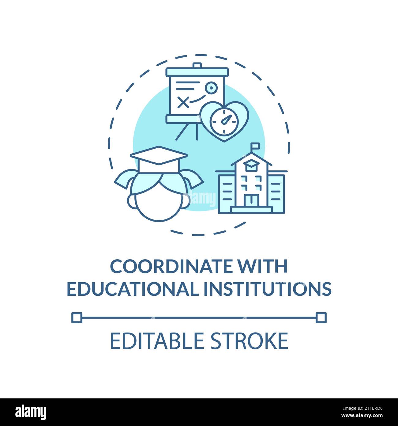 Icône de ligne mince coordonner avec le concept des établissements d'enseignement Illustration de Vecteur