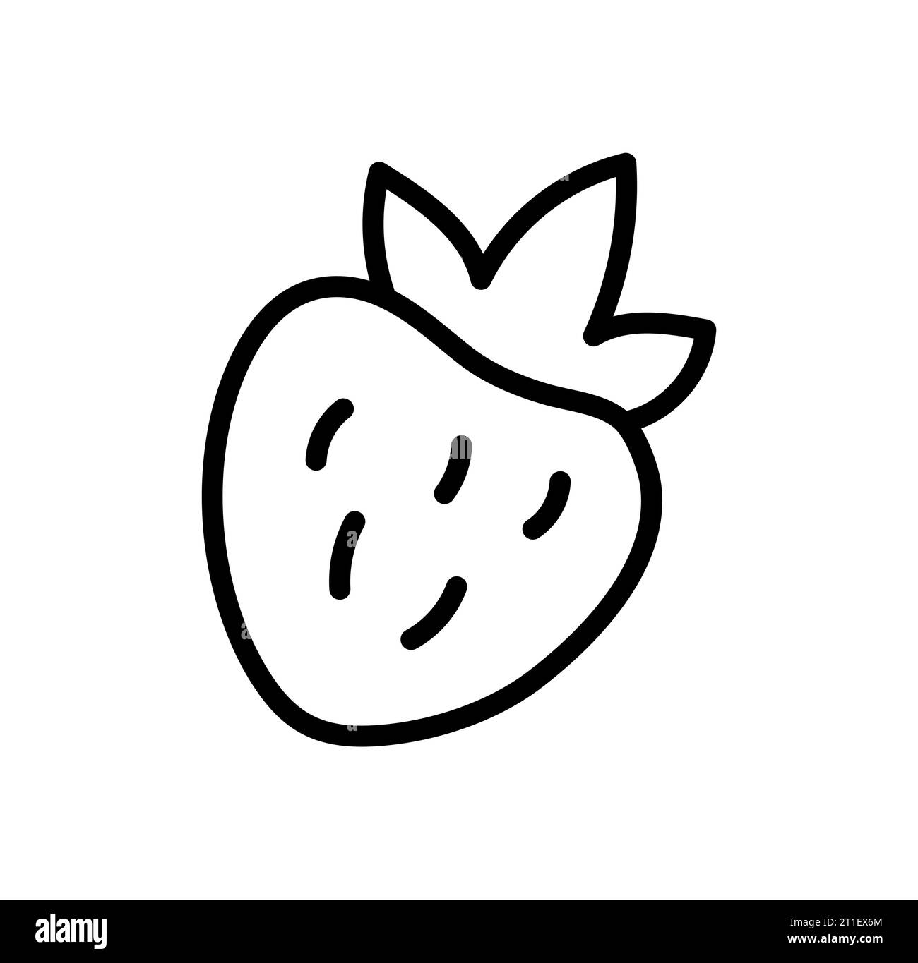 Ligne dessinée à la main fraise contour icône illustration de vecteur doodle, convient au livre de coloriage, logo, illustration, autocollant, couverture. Illustration de Vecteur