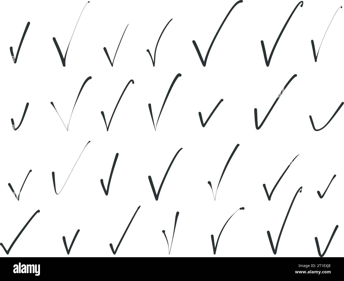 Ensemble de doodles avec coche. Icônes V dessinées à la main simples. Symbole graphique stylo à encre noire, illustration vectorielle Illustration de Vecteur