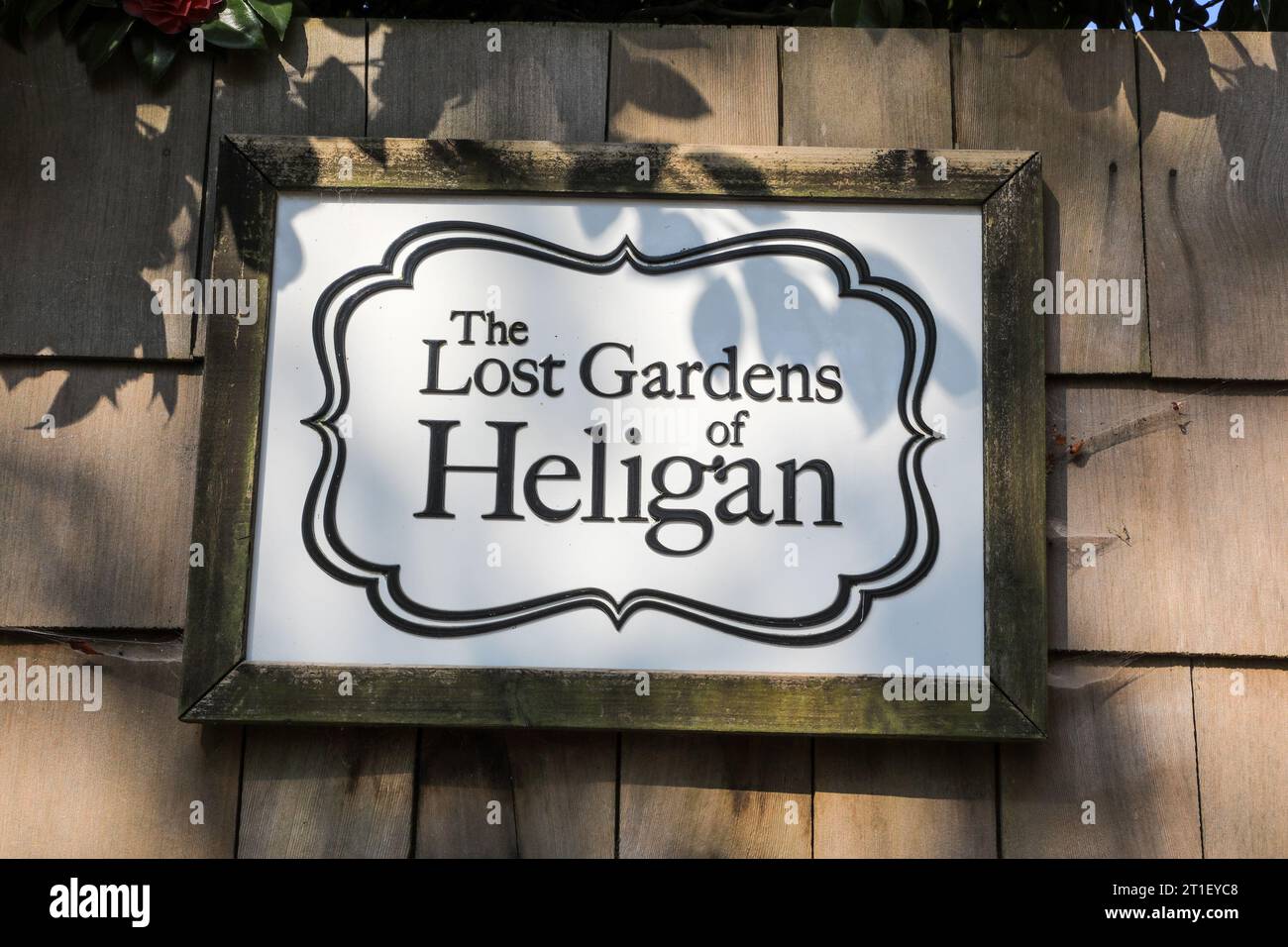 Un panneau aux jardins perdus de Heligan Cornwall le 2021 avril Banque D'Images