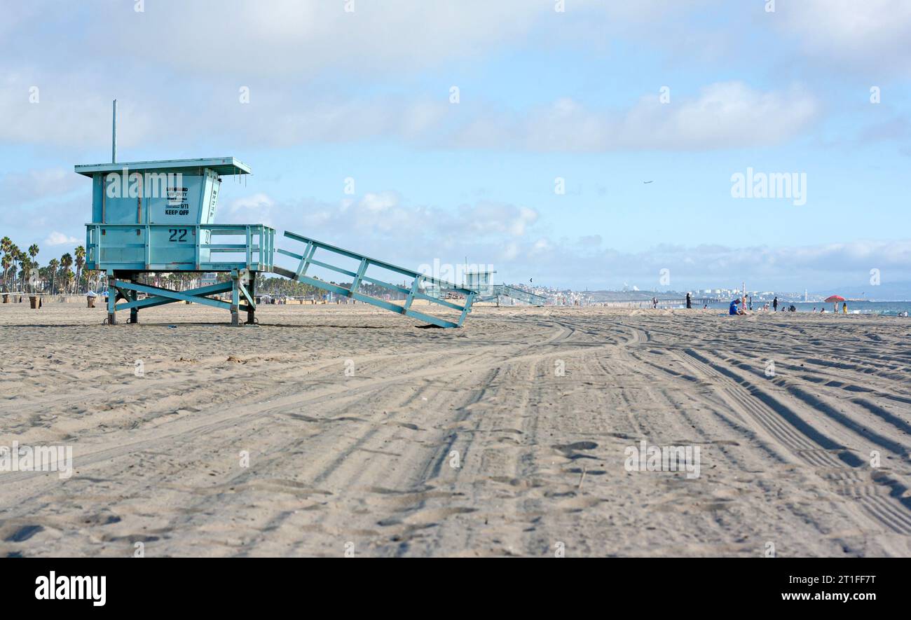 Station de sauveteurs sur Santa Monica Beach, Californie Banque D'Images