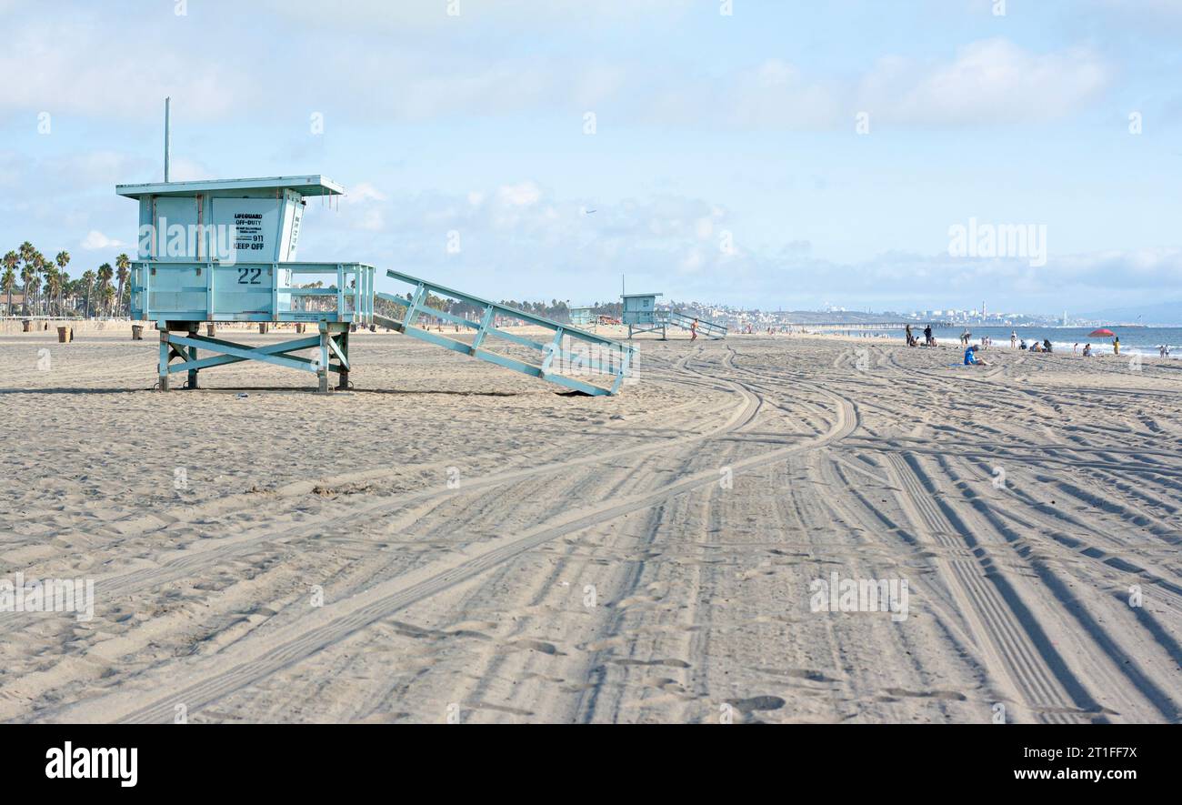 Station de sauveteurs sur Santa Monica Beach, Californie Banque D'Images
