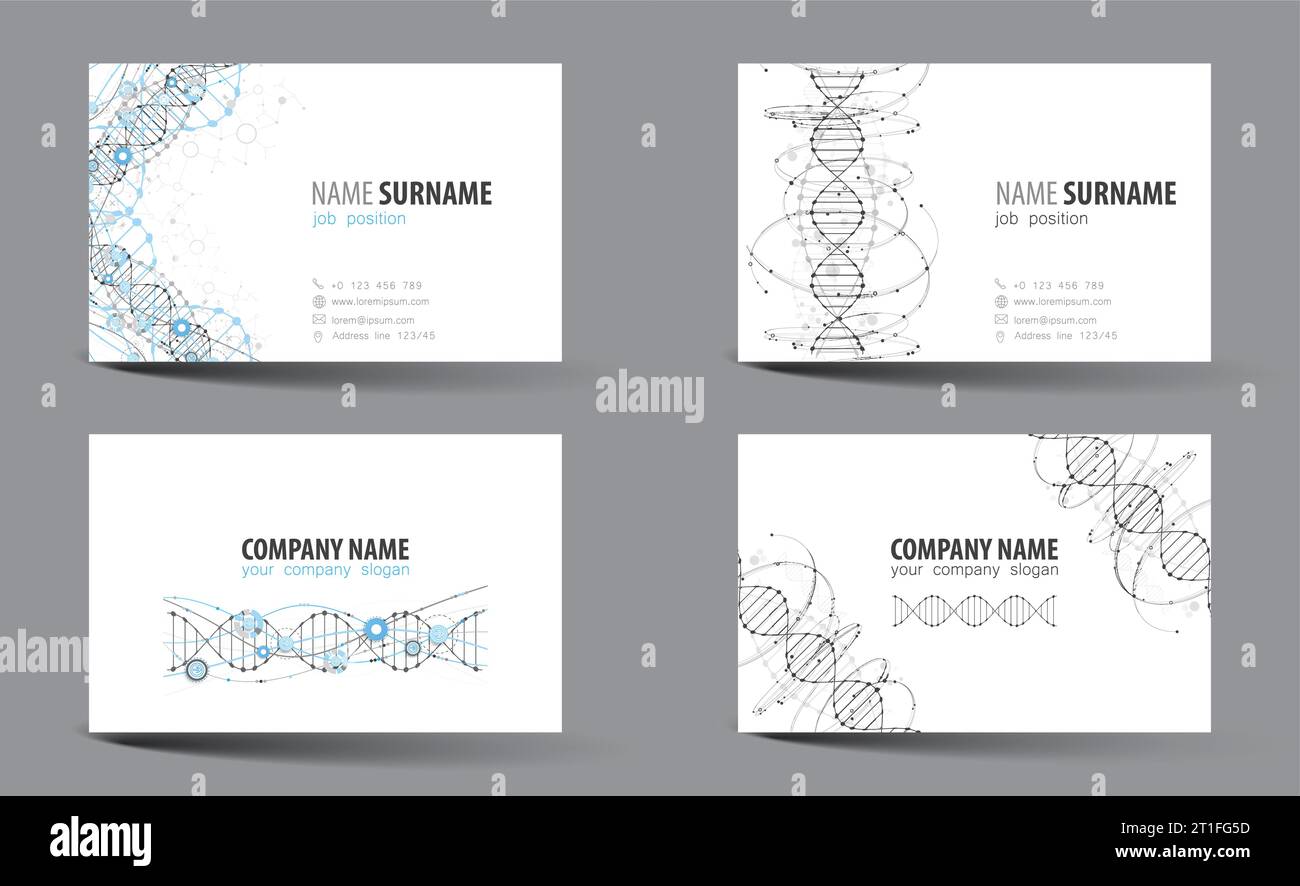 Modèle créatif de carte de visite recto verso. Thème ADN. Vecteur Illustration de Vecteur