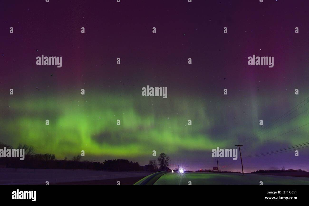 Aurores boréales également connues sous le nom d'Aurora borealis du Minnesota, États-Unis Banque D'Images