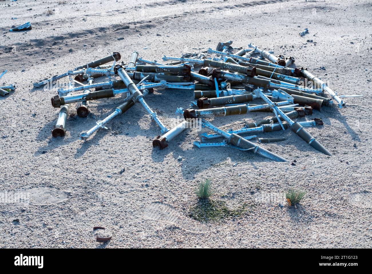 Fragments d'obus de lance-grenades usagés Banque D'Images