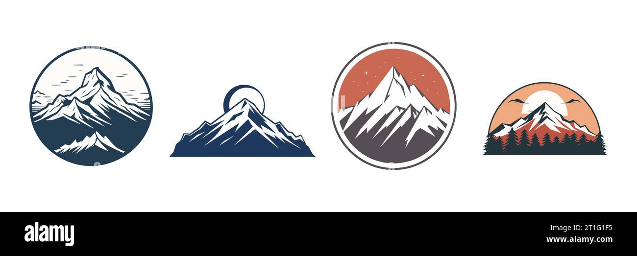 Ensemble de badges de montagne de voyage vintage. Logo d'expédition en montagne isolé. Illustration vectorielle Illustration de Vecteur