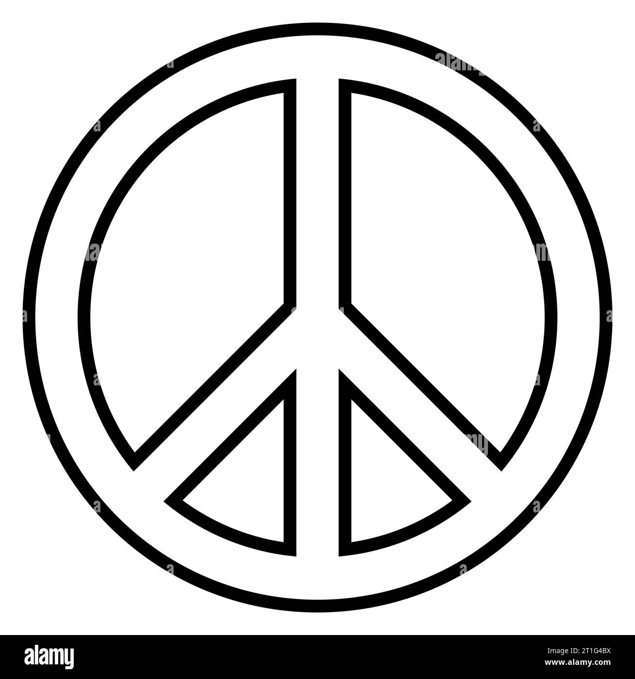 Symbole de paix - cercle signe de paix, illustration vectorielle en noir et blanc, isolé sur blanc Illustration de Vecteur