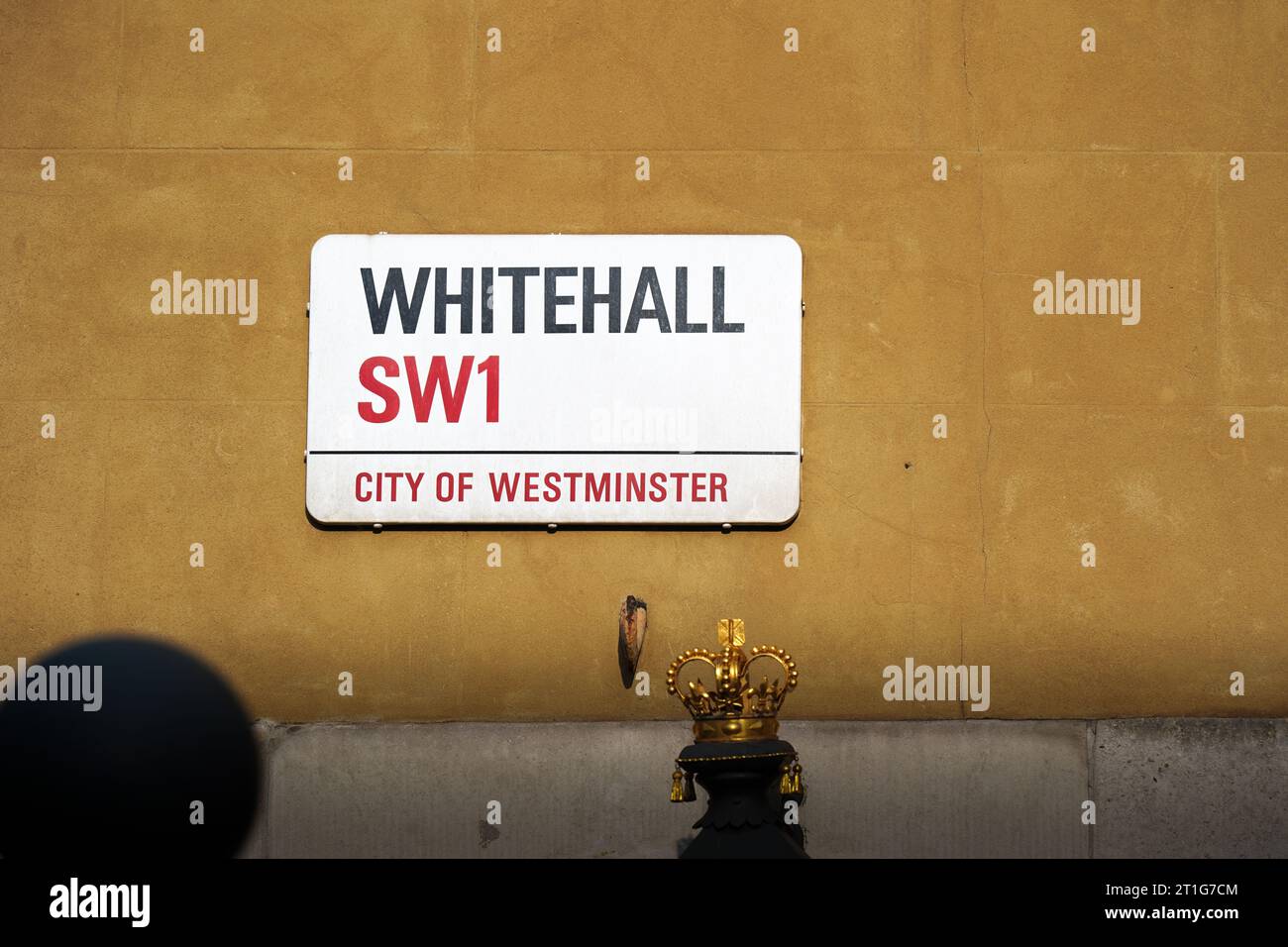 Londres, Royaume-Uni : 16 septembre 2023 : panneau de rue Whitehall dans la Cité de Westminster Banque D'Images