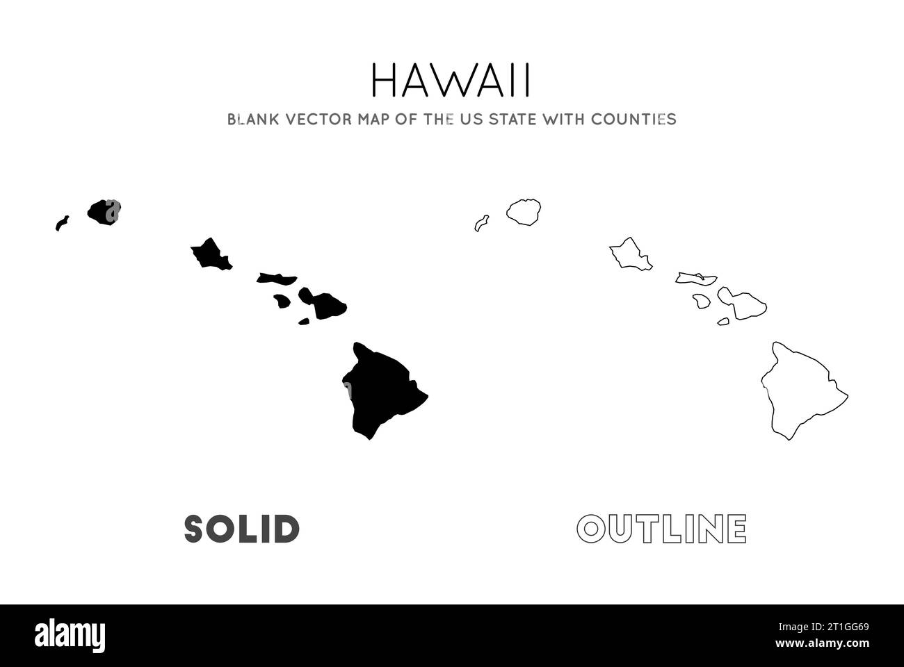 Carte Hawaï. Carte vectorielle vierge de l'état des États-Unis avec les comtés. Borders of Hawaii pour votre infographie. Illustration vectorielle. Illustration de Vecteur