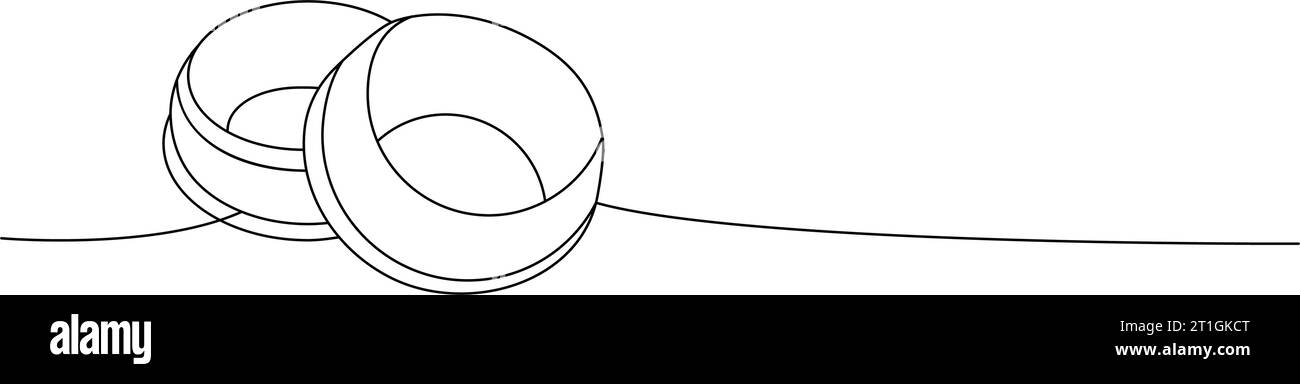 Bols pour animaux domestiques dessin continu d'une ligne. Accessoires pour animaux, jouets pour animaux de compagnie fournit une illustration continue d'une ligne. Illustration linéaire minimaliste vectorielle. Illustration de Vecteur