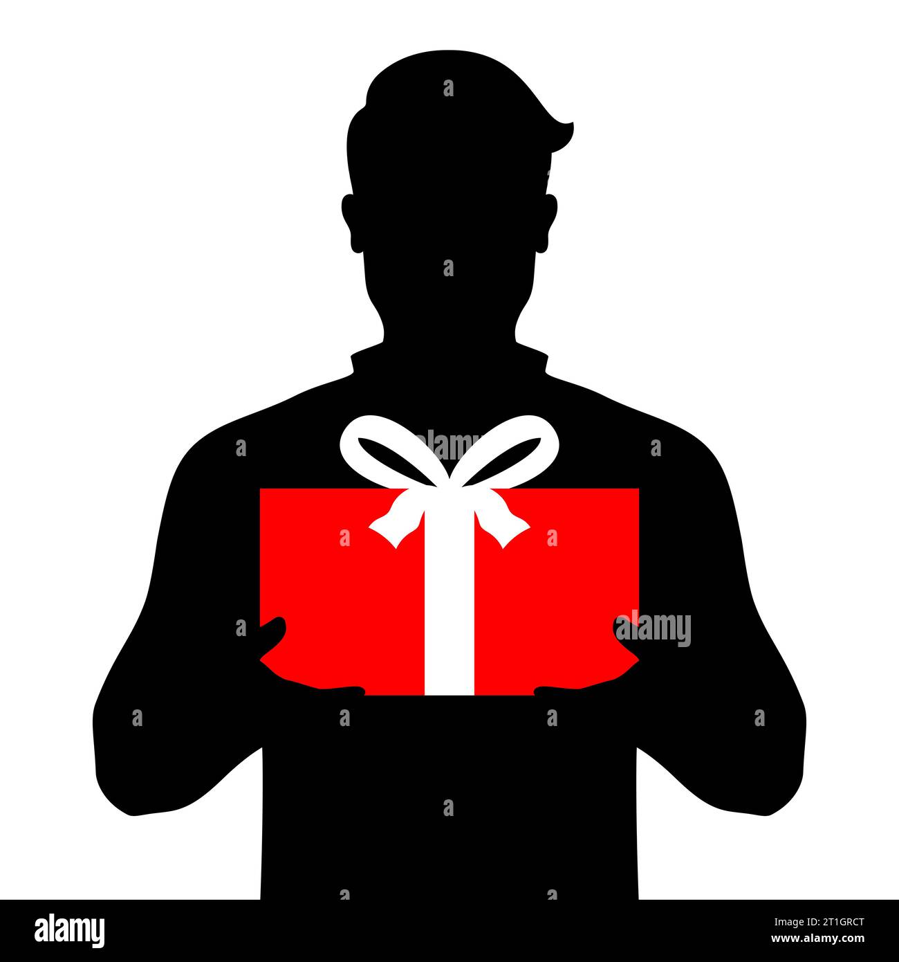 Homme anonyme tenant la boîte cadeau, illustration vectorielle de silhouette isolée sur fond blanc. Illustration de Vecteur
