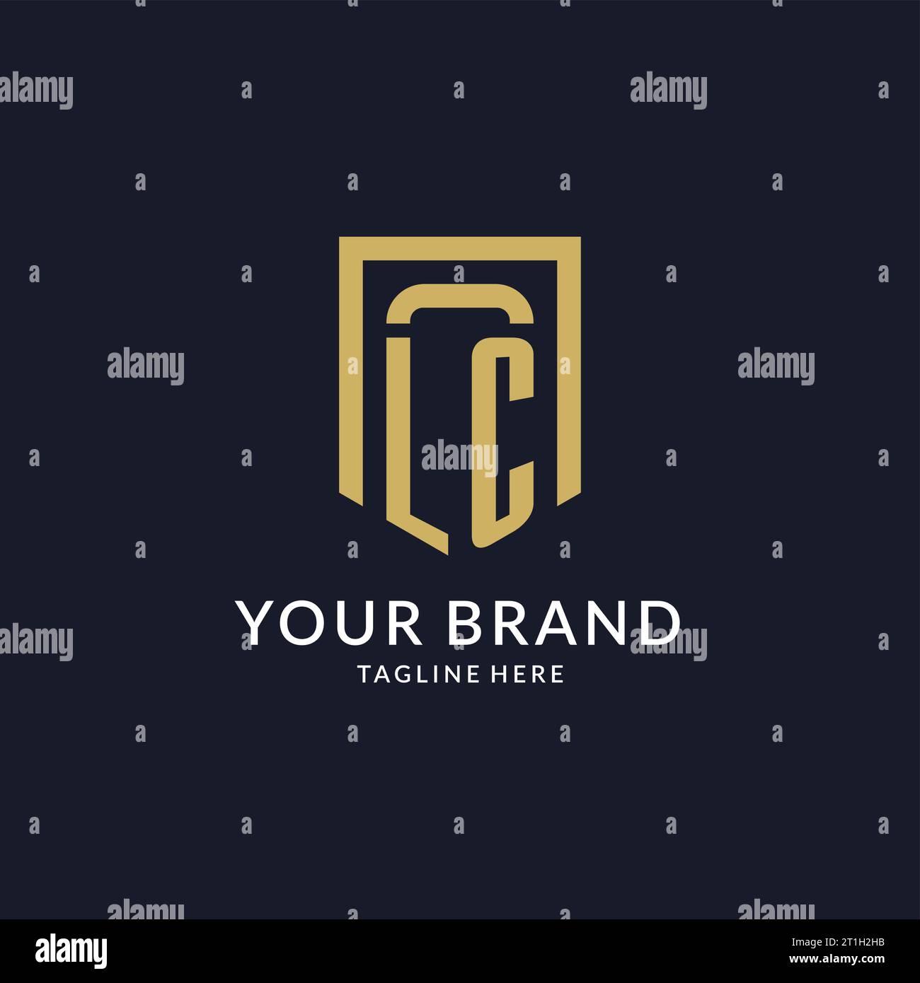 Logo LC initial avec graphique vectoriel de style de conception de forme de bouclier géométrique Illustration de Vecteur