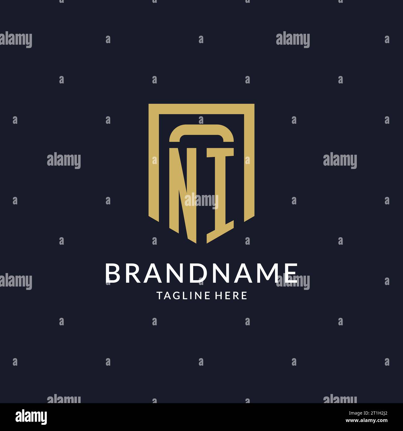 Initiale du logo NI avec un graphique vectoriel de style design en forme de bouclier géométrique Illustration de Vecteur
