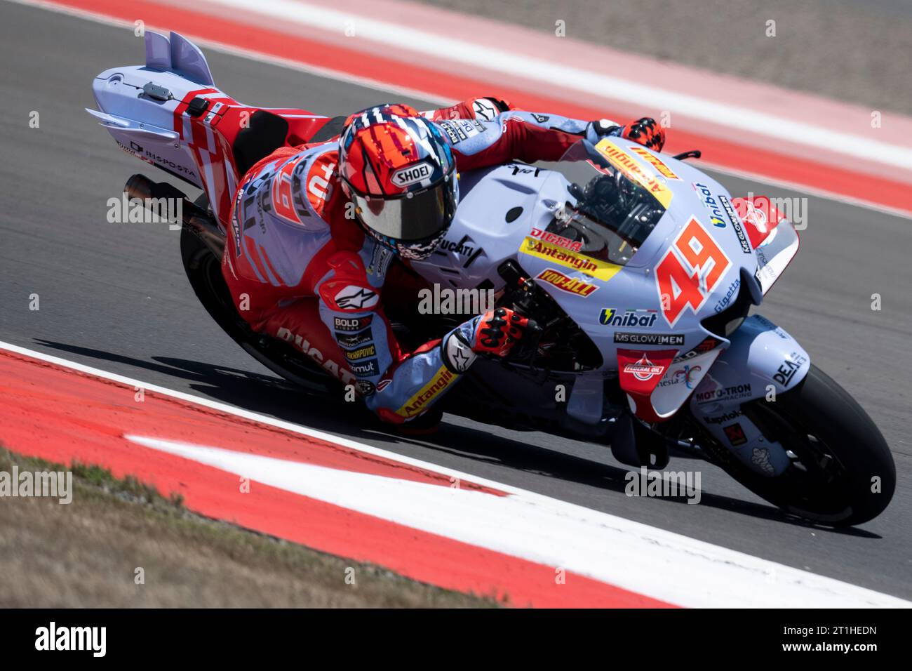 Lombok. 14 octobre 2023. Fabio Di Giannantonio de Gresini Racing MotoGP participe à la qualification 2 de l'Indonésie MotoGP au Pertamina Mandalika International Street circuit, île de Lombok en Indonésie le 14 octobre 2023. Crédit : Veri Sanovri/Xinhua/Alamy Live News Banque D'Images