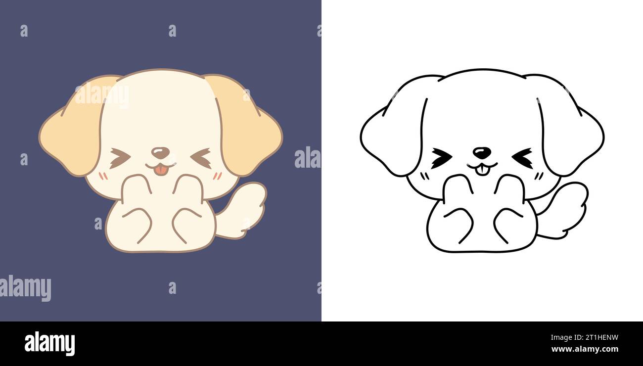 Mignon IsolatedLabrador Retriever Illustration et pour Coloriage page. Dessin animé clip Art Dog. Illustration de Vecteur