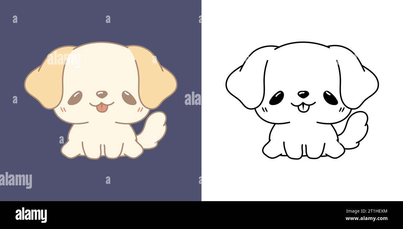 Mignon IsolatedLabrador Retriever Illustration et pour Coloriage page. Dessin animé clip Art Dog. Illustration de Vecteur