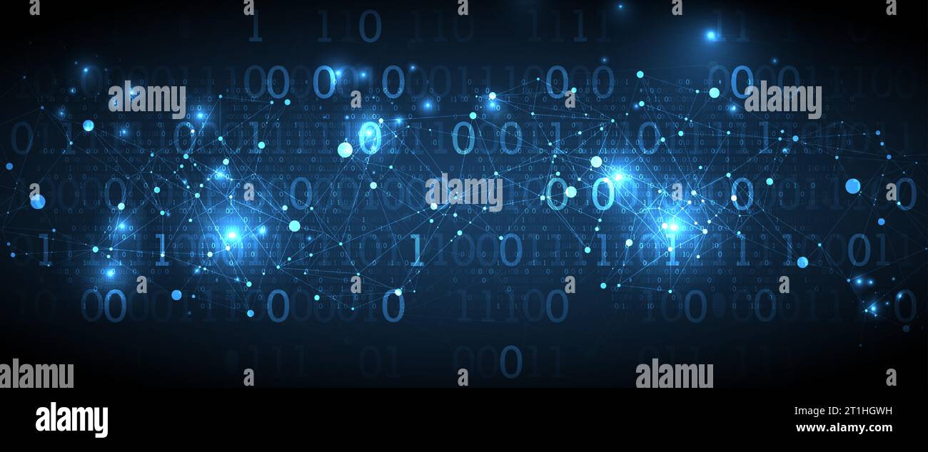 Arrière-plan technologique avec effet plexus. Concept Big Data. Code informatique binaire. Illustration vectorielle. Illustration de Vecteur