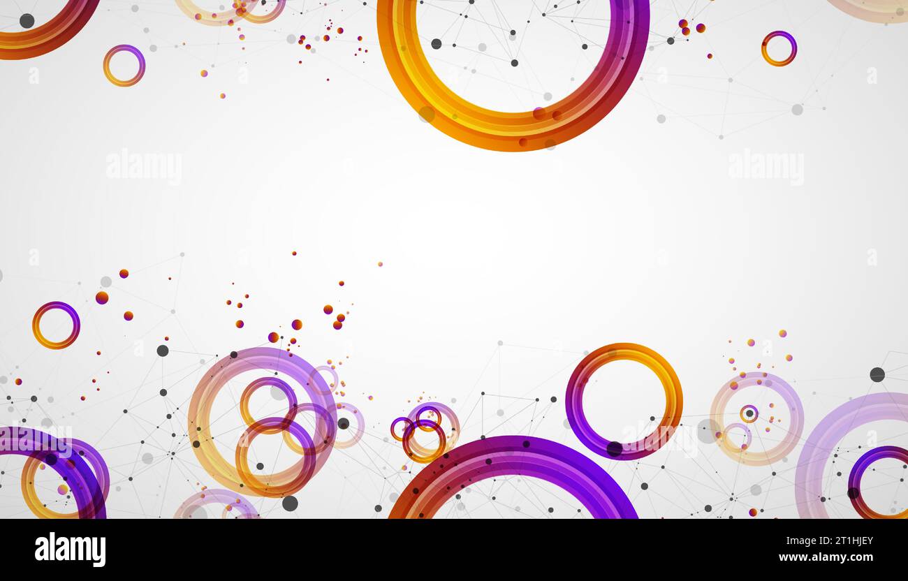 Fond abstrait avec des cercles dégradés. Thème scientifique et futuriste avec effet plexus. Illustration de Vecteur