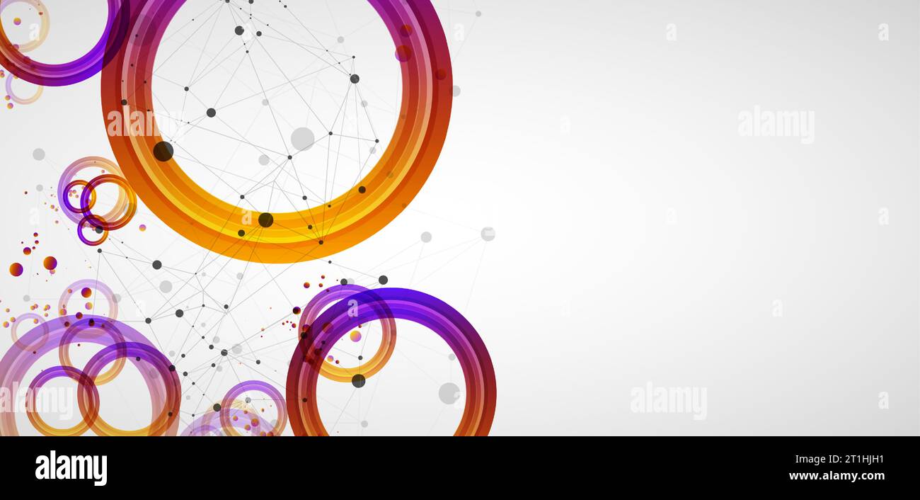 Fond abstrait avec des cercles dégradés. Thème scientifique et futuriste avec effet plexus. Illustration de Vecteur