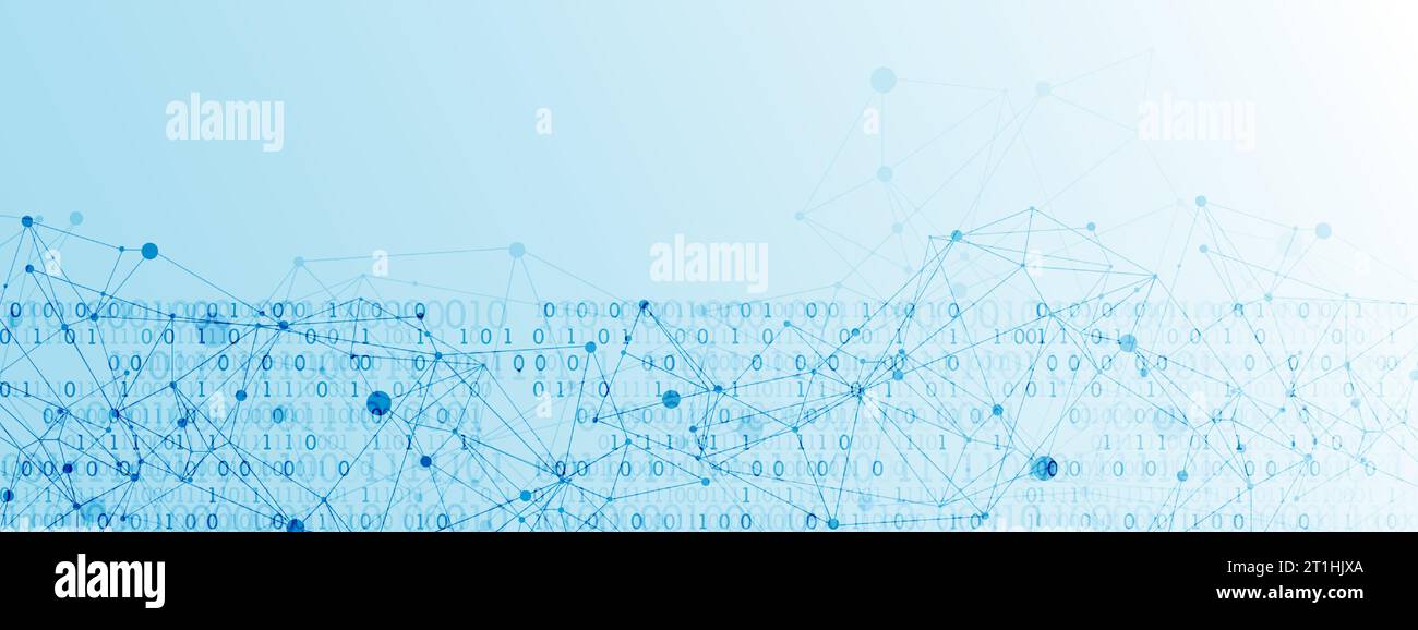 Arrière-plan technologique avec effet plexus. Concept Big Data. Code informatique binaire. Illustration vectorielle. Illustration de Vecteur