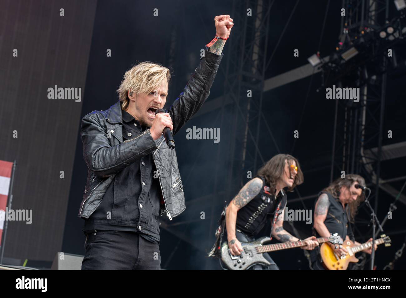 16 juin 2023 : Erik Grönwall de Skid Row se produit au festival Hellfest Open Air Banque D'Images