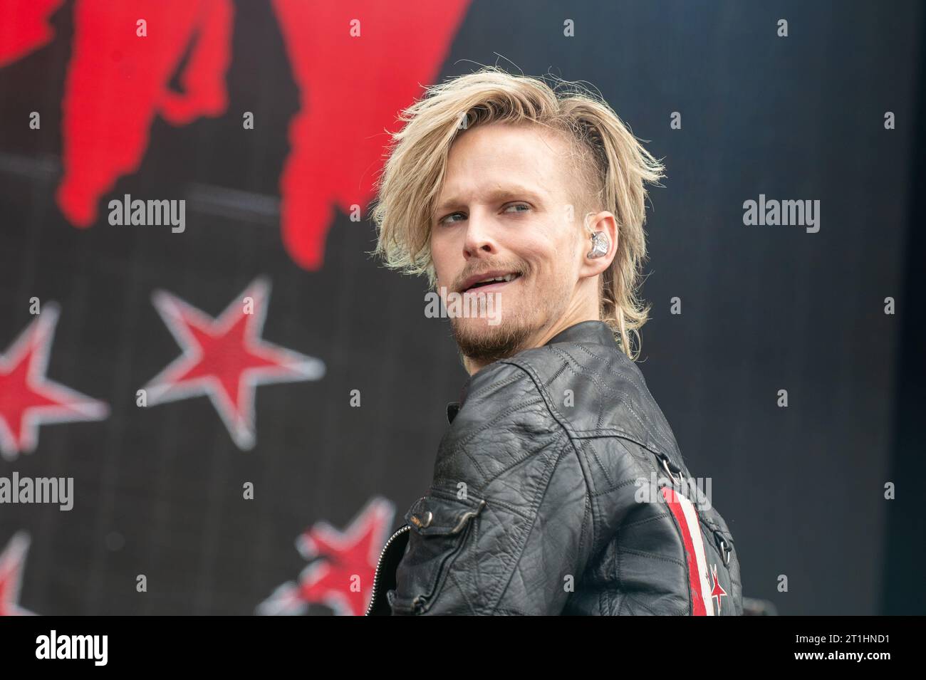 16 juin 2023 : Erik Grönwall de Skid Row se produit au festival Hellfest Open Air Banque D'Images