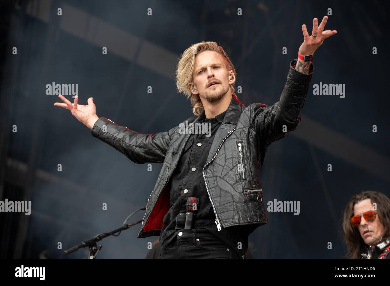 16 juin 2023 : Erik Grönwall de Skid Row se produit au festival Hellfest Open Air Banque D'Images